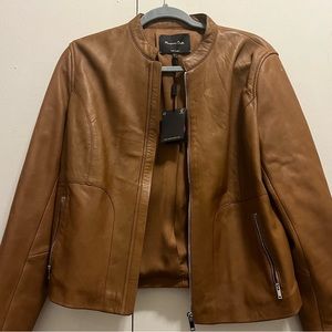 Massimo Dutti Brown Leather Jacket